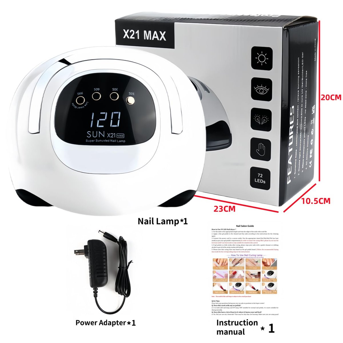 DMJWAN 320W UV LED Nail Lamp with 72 Beads, Professional Nail Dryer for Gel Polish with Auto Sensor & 4 Timers - görsel 15