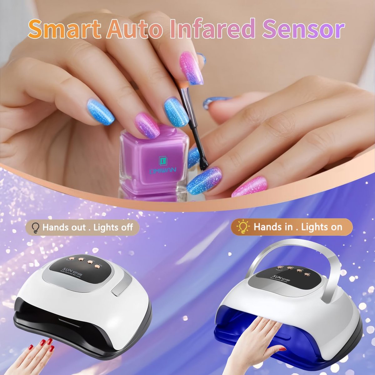 DMJWAN 320W UV LED Nail Lamp with 72 Beads, Professional Nail Dryer for Gel Polish with Auto Sensor & 4 Timers - görsel 7
