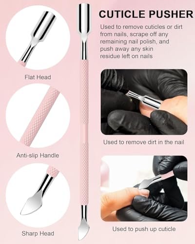 Professional Cuticle Nipper Set – 4 PCS Stainless Steel Cuticle Trimmer with Pusher and Nail Clipper for Manicure & Pedicure, Pink - görsel 6