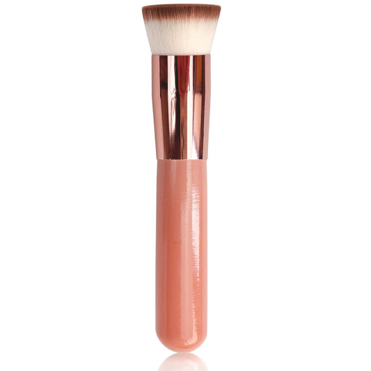 Flat Top Foundation Brush for Liquid Makeup & Self Tanner – Professional Buffing & Blending Brush (Pink)