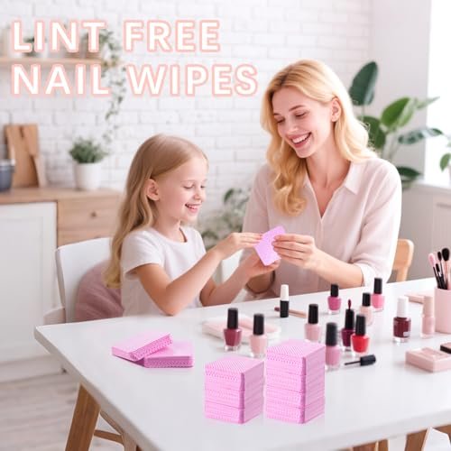 1500Pcs Lint Free Nail Wipes - Pink No Lint Nail Wipes for Gel Nails, Polish Remover, Eyelash Extensions & Cleaning Pads - görsel 14