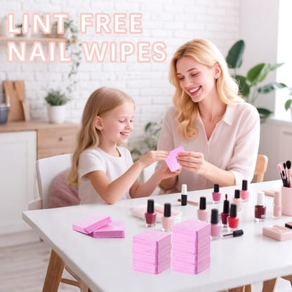 1500Pcs Lint Free Nail Wipes - Pink No Lint Nail Wipes for Gel Nails, Polish Remover, Eyelash Extensions & Cleaning Pads