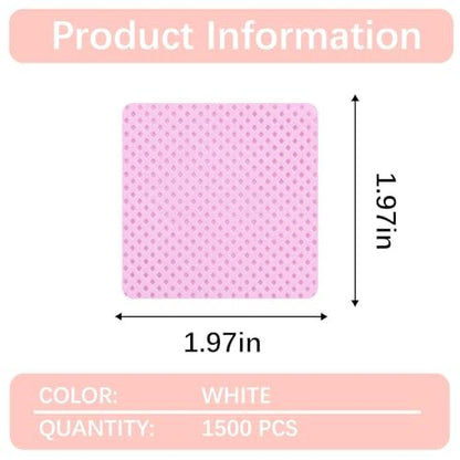 1500Pcs Lint Free Nail Wipes - Pink No Lint Nail Wipes for Gel Nails, Polish Remover, Eyelash Extensions & Cleaning Pads