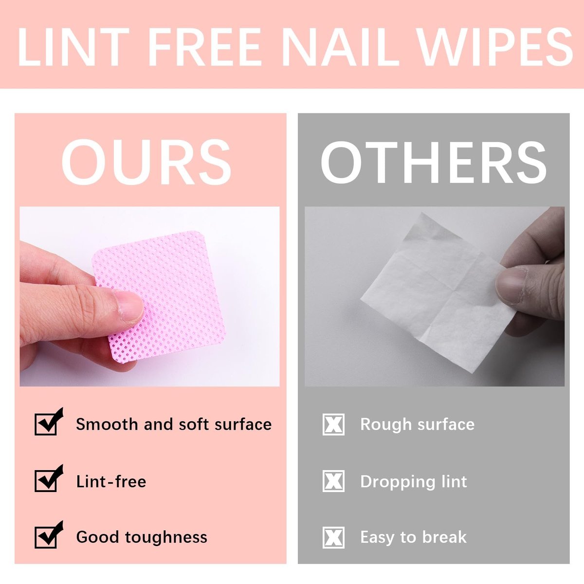 1500Pcs Lint Free Nail Wipes - Pink No Lint Nail Wipes for Gel Nails, Polish Remover, Eyelash Extensions & Cleaning Pads - görsel 9