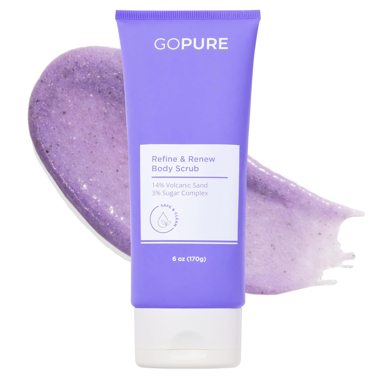 goPure Refine & Renew Body Scrub – Smoothing Body Exfoliator, Softens and Hydrates Rough, Dry Skin (6 oz) Avelisse