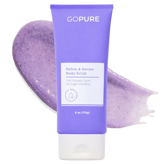goPure Refine & Renew Body Scrub – Smoothing Body Exfoliator, Softens and Hydrates Rough, Dry Skin (6 oz) Avelisse