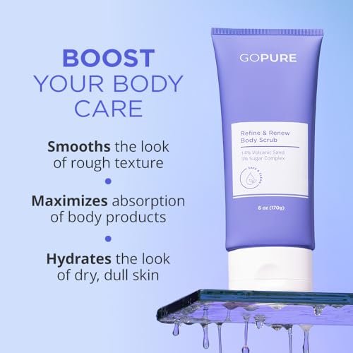 goPure Refine & Renew Body Scrub – Smoothing Body Exfoliator, Softens and Hydrates Rough, Dry Skin (6 oz) Avelisse