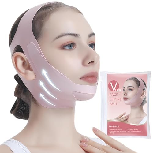 PRAVETTE Facial Lifting Belt - V Line Lifting Mask Chin Strap, Adjustable Face Lift Tape for Double Chin Reducer, Jawline Shaper, 3D Contoured Design for Facial Shaping and Sleeping - görsel 1