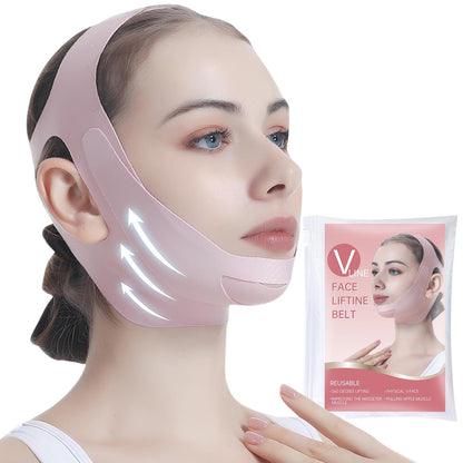 PRAVETTE Facial Lifting Belt - V Line Lifting Mask Chin Strap, Adjustable Face Lift Tape for Double Chin Reducer, Jawline Shaper, 3D Contoured Design for Facial Shaping and Sleeping