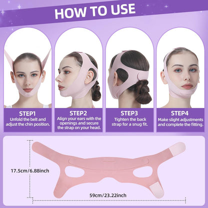 PRAVETTE Facial Lifting Belt - V Line Lifting Mask Chin Strap, Adjustable Face Lift Tape for Double Chin Reducer, Jawline Shaper, 3D Contoured Design for Facial Shaping and Sleeping