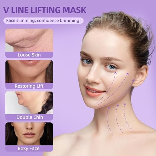PRAVETTE Facial Lifting Belt - V Line Lifting Mask Chin Strap, Adjustable Face Lift Tape for Double Chin Reducer, Jawline Shaper, 3D Contoured Design for Facial Shaping and Sleeping - görsel 5