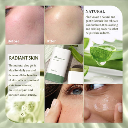 Grospe Organic Aloe Vera Gel Stick for Face & Body – Pure Aloe Gel for Hydrating, Soothing Dry Skin, Anti-Wrinkle, Acne Scars, After Sun Care Relief