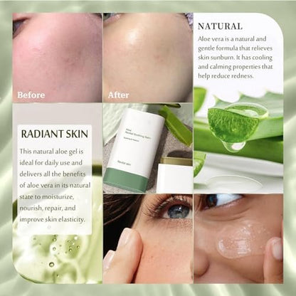 Grospe Organic Aloe Vera Gel Stick for Face & Body – Pure Aloe Gel for Hydrating, Soothing Dry Skin, Anti-Wrinkle, Acne Scars, After Sun Care Relief