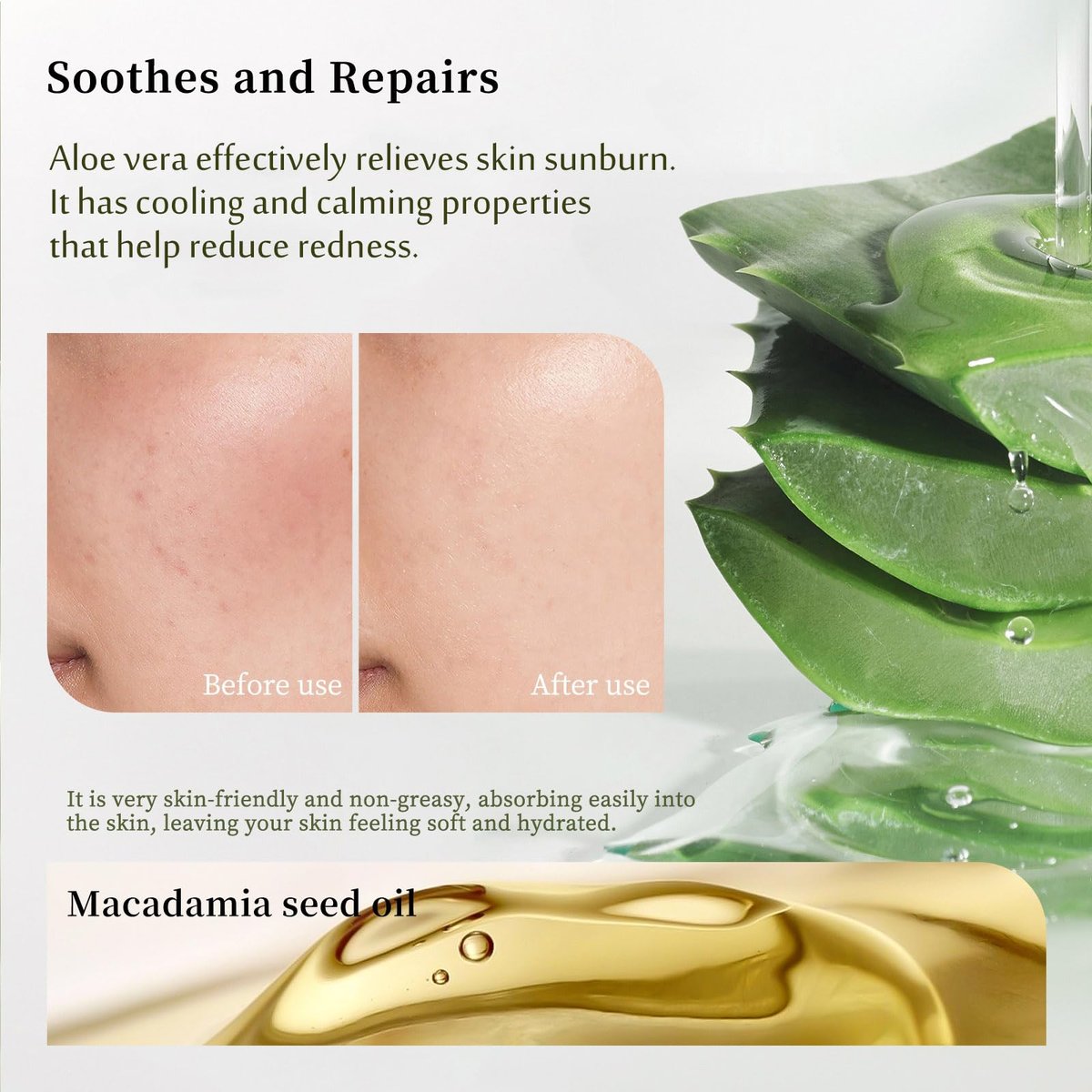 Grospe Organic Aloe Vera Gel Stick for Face & Body – Pure Aloe Gel for Hydrating, Soothing Dry Skin, Anti-Wrinkle, Acne Scars, After Sun Care Relief - görsel 5