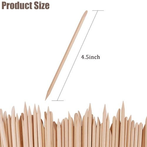 100PCS Orange Wood Nail Sticks, 4.5 Inch Wooden Cuticle Pusher and Remover Set, Dual-Headed Manicure Tools for Home and Salon - görsel 4