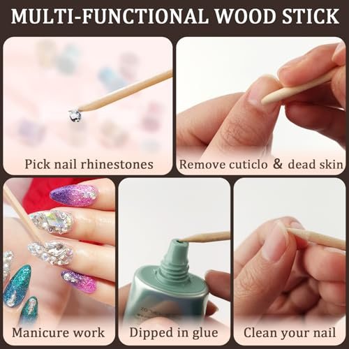 50 Pcs Orange Wood Sticks for Nails - 4.5" Double Sided Cuticle Sticks for Manicure & Pedicure - görsel 10