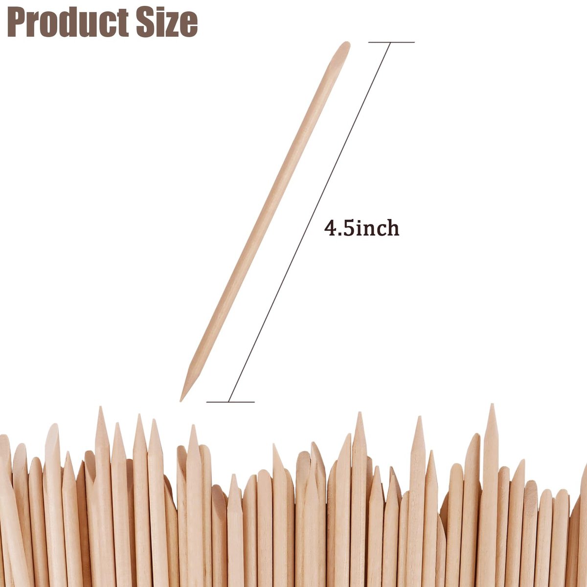 100PCS Orange Wood Nail Sticks, 4.5 Inch Wooden Cuticle Pusher and Remover Set, Dual-Headed Manicure Tools for Home and Salon - görsel 3