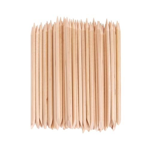 100PCS Orange Wood Nail Sticks, 4.5 Inch Wooden Cuticle Pusher and Remover Set, Dual-Headed Manicure Tools for Home and Salon - görsel 2