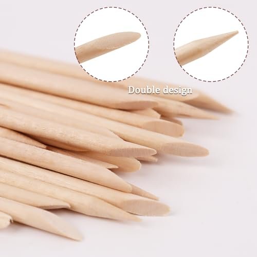 100PCS Orange Wood Nail Sticks, 4.5 Inch Wooden Cuticle Pusher and Remover Set, Dual-Headed Manicure Tools for Home and Salon - görsel 6