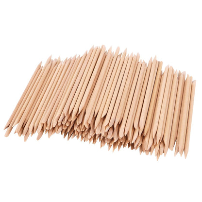 200PCS Orange Wood Nail Sticks - 4.5-Inch Double Sided Cuticle Pusher & Remover for Manicure & Pedicure