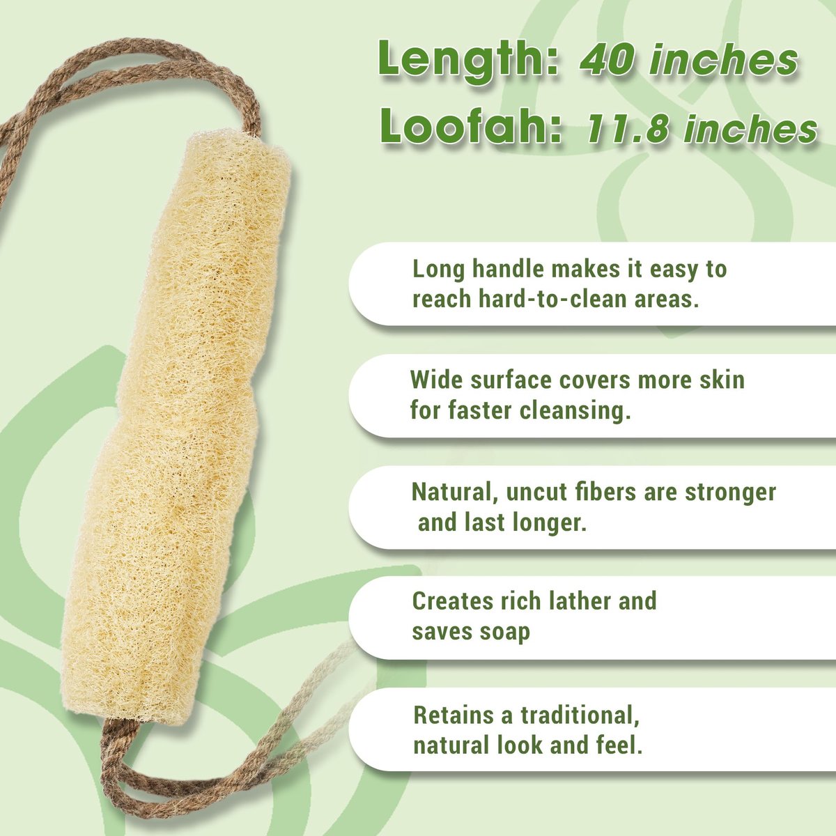Herbvian Vietnamese Natural Loofah Back Scrubber - 100% Plant-Based Exfoliation Shower Sponge, Handcrafted Whole Loofah Gourd with Jute Fiber Handle, Suitable for Men & Women (1-Pack) Avelisse