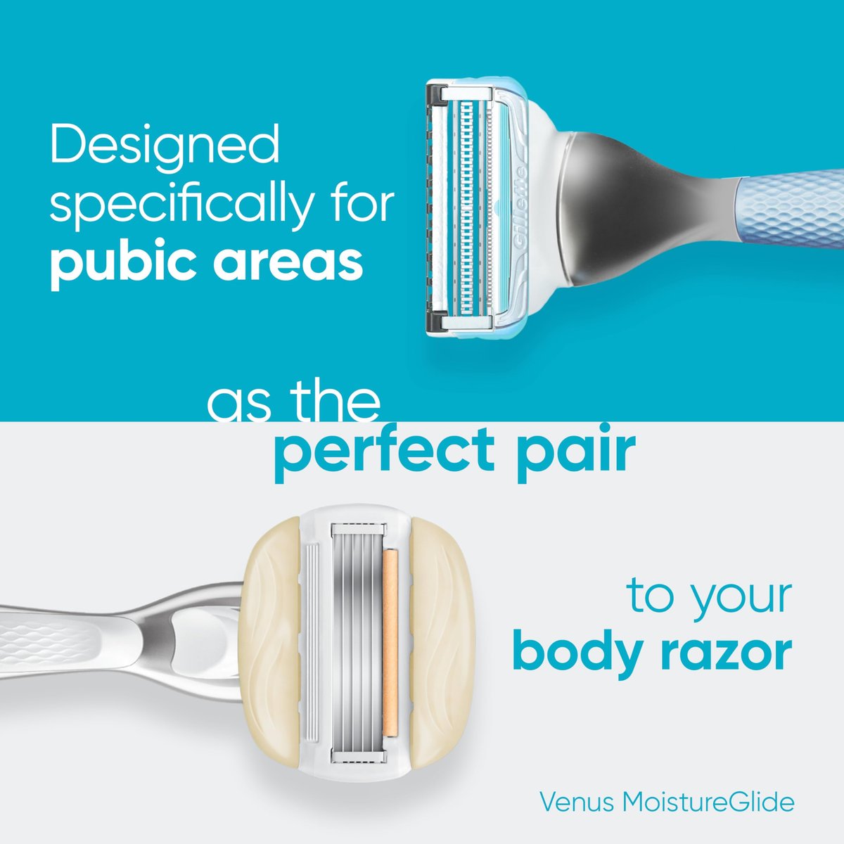 Gillette Venus for Pubic Hair and Skin Shaving Set - Women's Razor with 1 Handle, 2 Blade Refills, and 2-in-1 Cleanser Avelisse