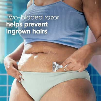 Gillette Venus for Pubic Hair and Skin Shaving Set - Women's Razor with 1 Handle, 2 Blade Refills, and 2-in-1 Cleanser Avelisse
