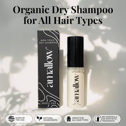 Amallow Non Toxic Dry Shampoo Powder - Organic Ingredients, No Talc, No Aerosol - For Men & Women - Travel Size Avelisse