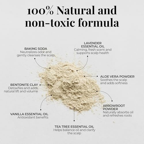 Amallow Non Toxic Dry Shampoo Powder - Organic Ingredients, No Talc, No Aerosol - For Men & Women - Travel Size Avelisse