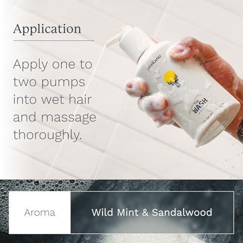 Highland The Wash - Hair & Scalp Shampoo Alternative with Botanicals for Damaged Strands, Restoration & Healthier Hair Growth - Hydrating & Nourishing Cleanser - Wild Mint Sandalwood Scent - 10.1 oz Avelisse