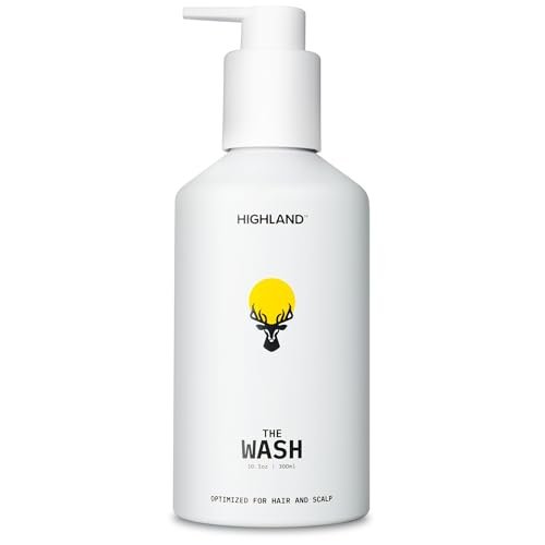 Highland The Wash - Hair & Scalp Shampoo Alternative with Botanicals for Damaged Strands, Restoration & Healthier Hair Growth - Hydrating & Nourishing Cleanser - Wild Mint Sandalwood Scent - 10.1 oz Avelisse