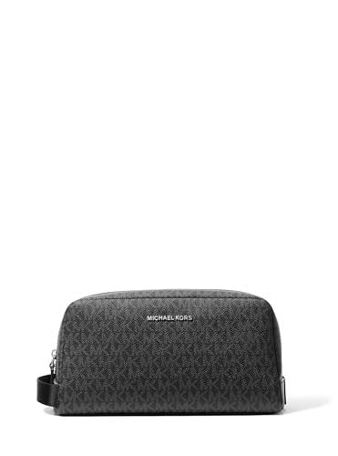 Michael Kors Hudson Toiletry Kit - Shiny Rhodium Hardware, Black - Premium Travel Toiletry Bag