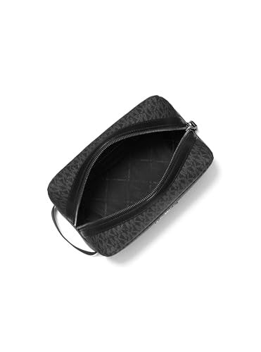Michael Kors Hudson Toiletry Kit - Shiny Rhodium Hardware, Black - Premium Travel Toiletry Bag