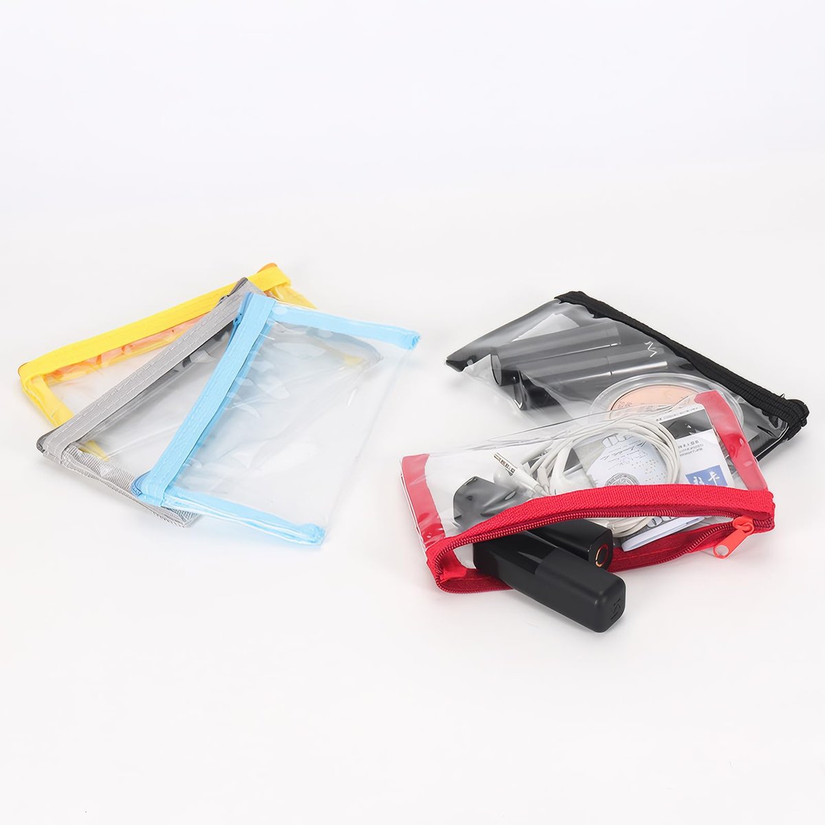 PKRFCJ 5-Pack Small Clear Makeup Bags: Mini Waterproof Cosmetic Pouches for Purse, Travel, and Essentials (6.3x3.5 in, 5 Colors) - görsel 3