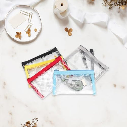 PKRFCJ 5-Pack Small Clear Makeup Bags: Mini Waterproof Cosmetic Pouches for Purse, Travel, and Essentials (6.3x3.5 in, 5 Colors)