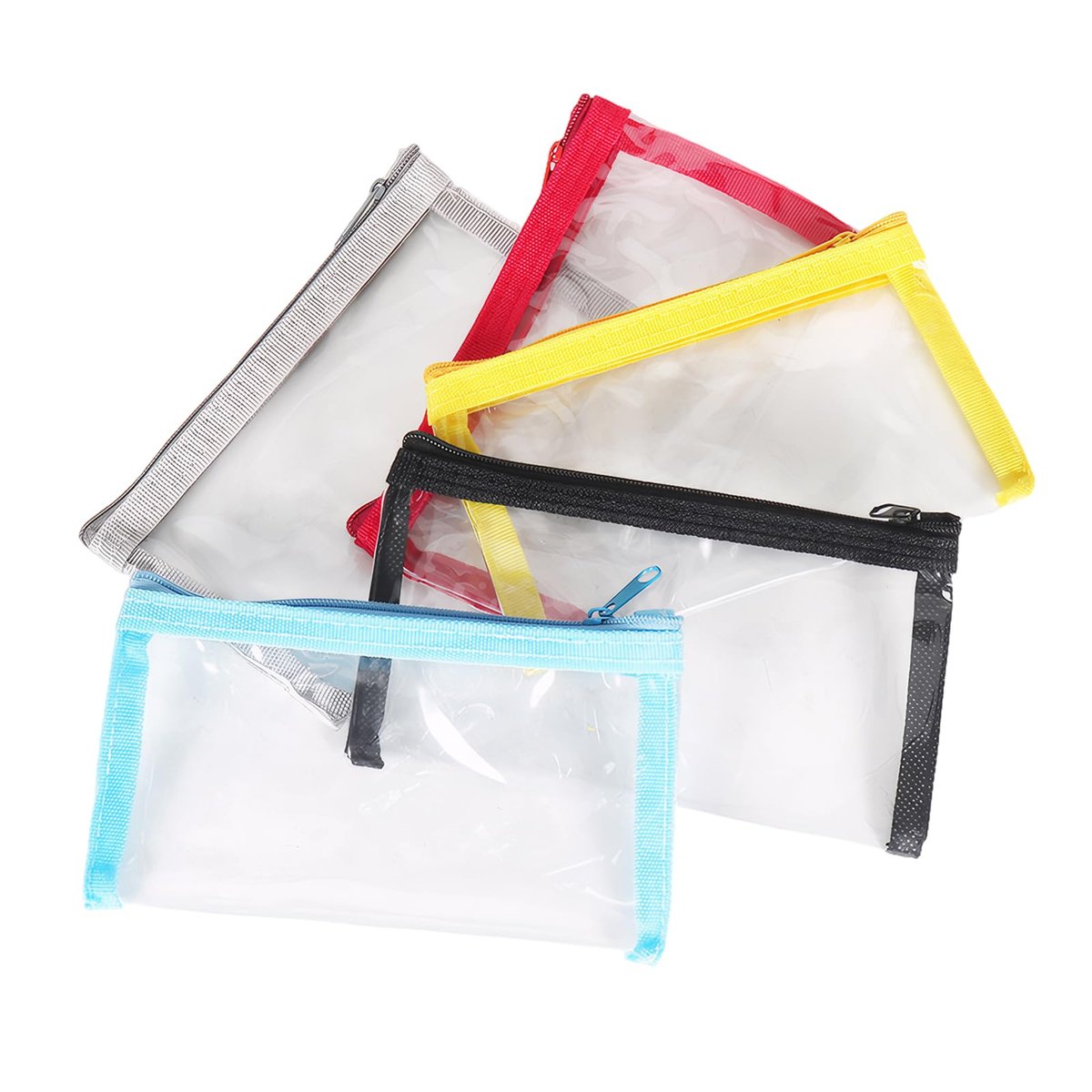 PKRFCJ 5-Pack Small Clear Makeup Bags: Mini Waterproof Cosmetic Pouches for Purse, Travel, and Essentials (6.3x3.5 in, 5 Colors) - görsel 1