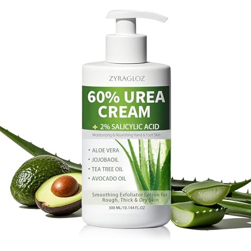 ZyraGloz 60% Urea Cream with 2% Salicylic Acid – Maximum Strength Moisturizer for Dry, Cracked Heels, Feet, Hands, Knees & Elbows – Callus Remover – 10.1 fl oz Avelisse