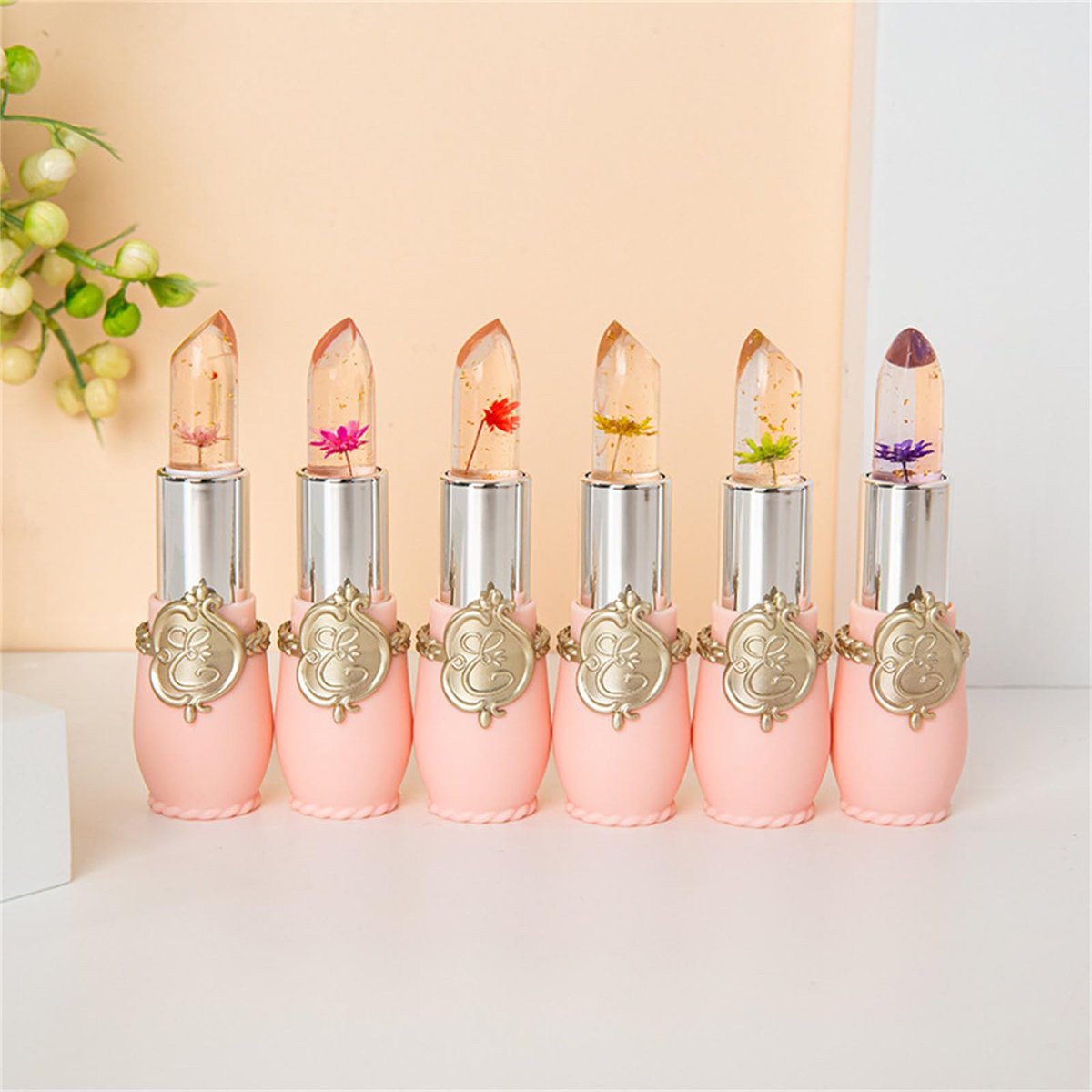 BONNIE CHOICE 6 Pcs Crystal Flower Jelly Lipstick Set - Temperature Change Moisturizing Long Lasting Lip Balm Magic Color Change Lip Gloss Makeup - görsel 17