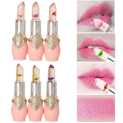 BONNIE CHOICE 6 Pcs Crystal Flower Jelly Lipstick Set - Temperature Change Moisturizing Long Lasting Lip Balm Magic Color Change Lip Gloss Makeup