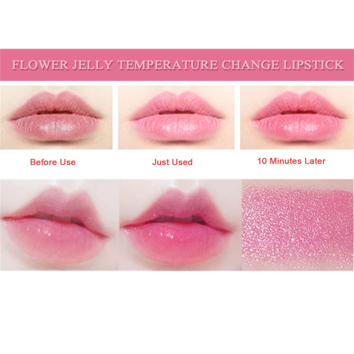 BONNIE CHOICE 6 Pcs Crystal Flower Jelly Lipstick Set - Temperature Change Moisturizing Long Lasting Lip Balm Magic Color Change Lip Gloss Makeup - görsel 5
