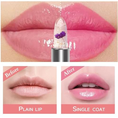 BONNIE CHOICE 6 Pcs Crystal Flower Jelly Lipstick Set - Temperature Change Moisturizing Long Lasting Lip Balm Magic Color Change Lip Gloss Makeup - görsel 4