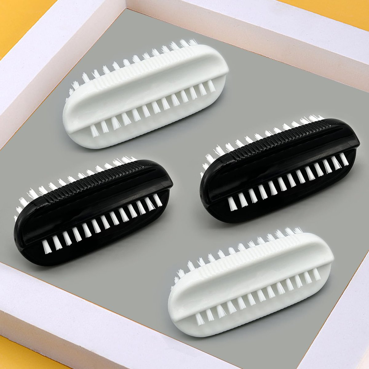 Two-Sided Nail Brush for Cleaning Fingernails - Soft & Stiff Bristles Hand Scrubber for Men, Women, Kids (4 Pack) - görsel 3