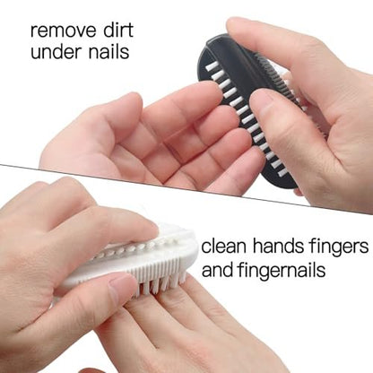 Two-Sided Nail Brush for Cleaning Fingernails - Soft & Stiff Bristles Hand Scrubber for Men, Women, Kids (4 Pack)