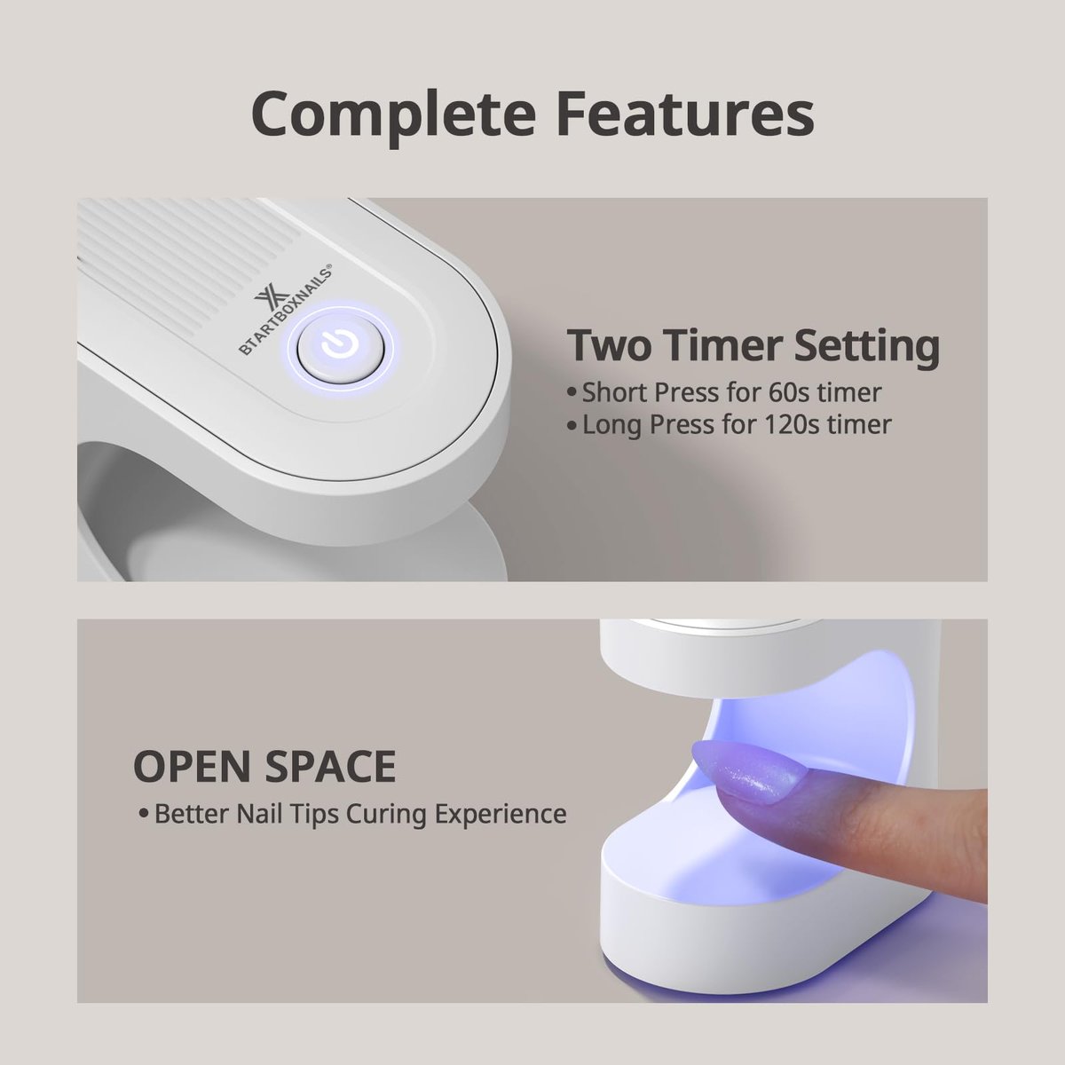 BTArtboxnails Handy Mini Nail Lamp – 6W UV LED Fast Cure Light for Gel Nails with 2 Timers Avelisse