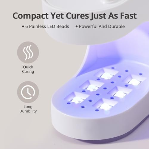 BTArtboxnails Handy Mini Nail Lamp – 6W UV LED Fast Cure Light for Gel Nails with 2 Timers Avelisse
