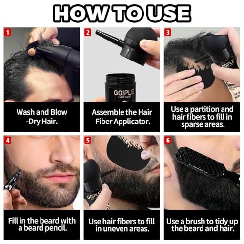 WOZUTUNT Beard Pencil Filler for Men - Waterproof Beard Pen & Brush with Black Hair Fiber Enhancements, Long Lasting Coverage, Natural Finish for Mustache Repair & Shape Enhancement Avelisse