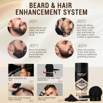 WOZUTUNT Beard Pencil Filler for Men - Waterproof Beard Pen & Brush with Black Hair Fiber Enhancements, Long Lasting Coverage, Natural Finish for Mustache Repair & Shape Enhancement Avelisse