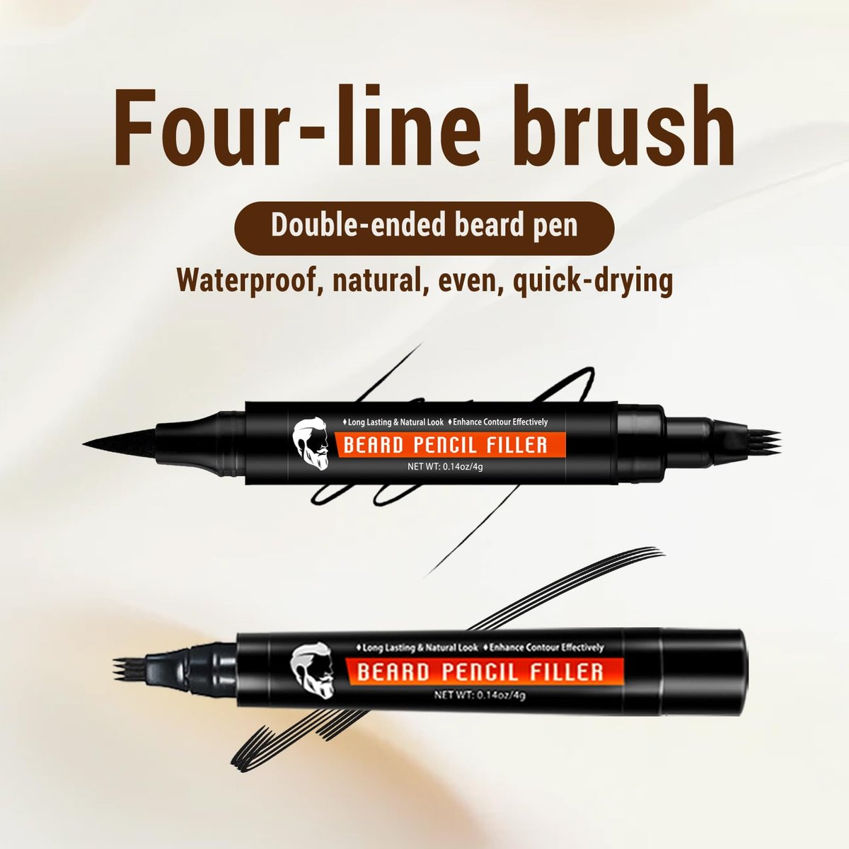 WOZUTUNT Beard Pencil Filler for Men - Waterproof Beard Pen & Brush with Black Hair Fiber Enhancements, Long Lasting Coverage, Natural Finish for Mustache Repair & Shape Enhancement Avelisse