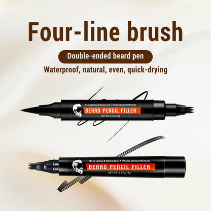 WOZUTUNT Beard Pencil Filler for Men - Waterproof Beard Pen & Brush with Black Hair Fiber Enhancements, Long Lasting Coverage, Natural Finish for Mustache Repair & Shape Enhancement Avelisse