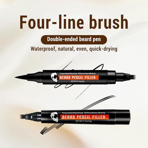 WOZUTUNT Beard Pencil Filler for Men - Waterproof Beard Pen & Brush with Black Hair Fiber Enhancements, Long Lasting Coverage, Natural Finish for Mustache Repair & Shape Enhancement Avelisse